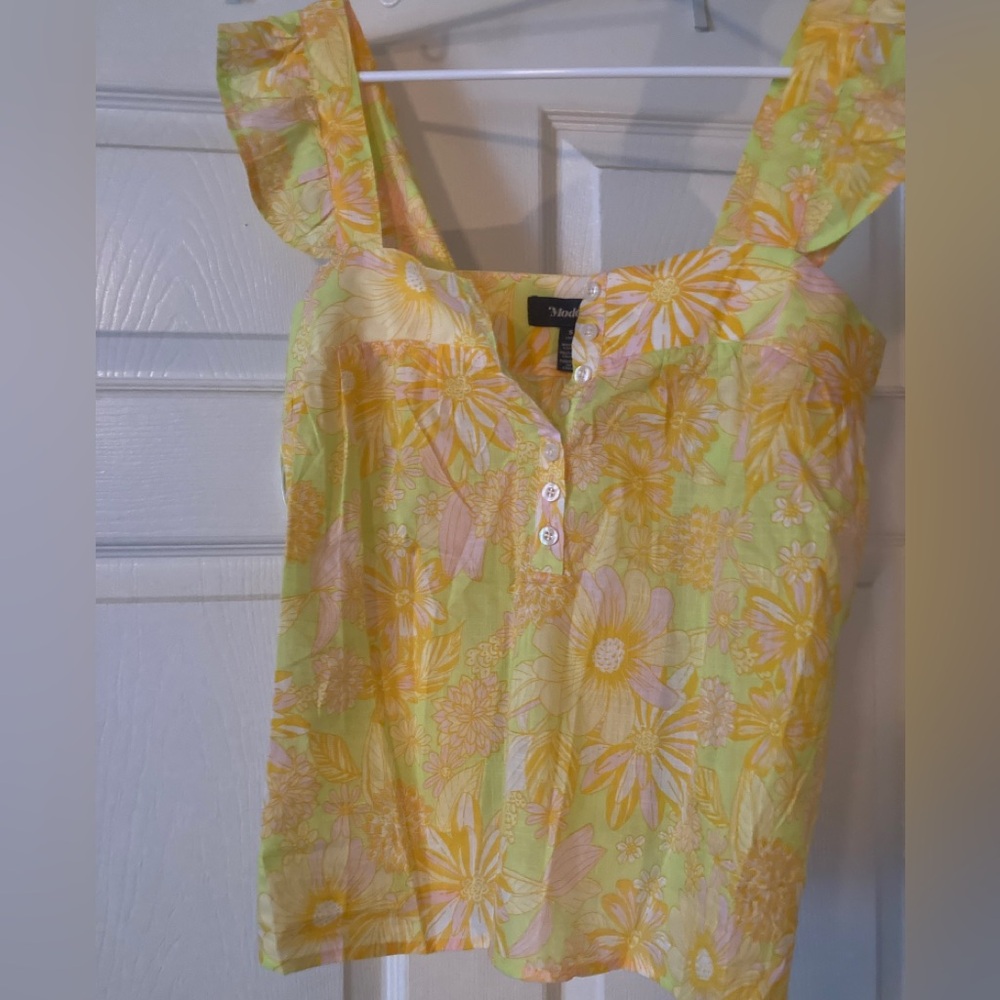 Modcloth Yellow Ruffled Buttoned Blouse New With Tags Size Small